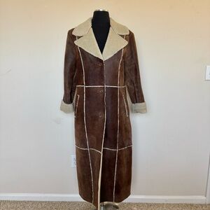 WILSONS LEATHER Pelle Studio Brown Shearling Long Coat Size Large